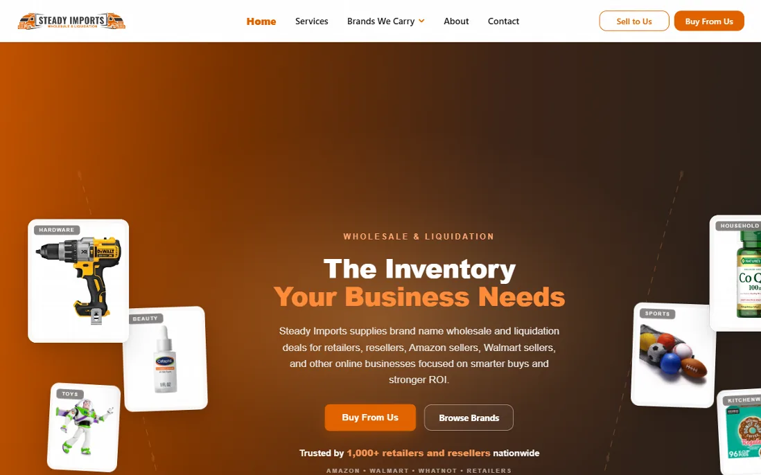 Steady Imports website